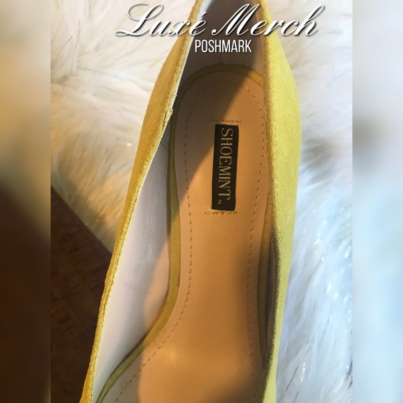 🆕🦋Shoemint ~Citron Suede Cortney Peep-Toe Wedge - Picture 4 of 6